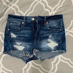 Distressed American Eagle high rise jean shorts